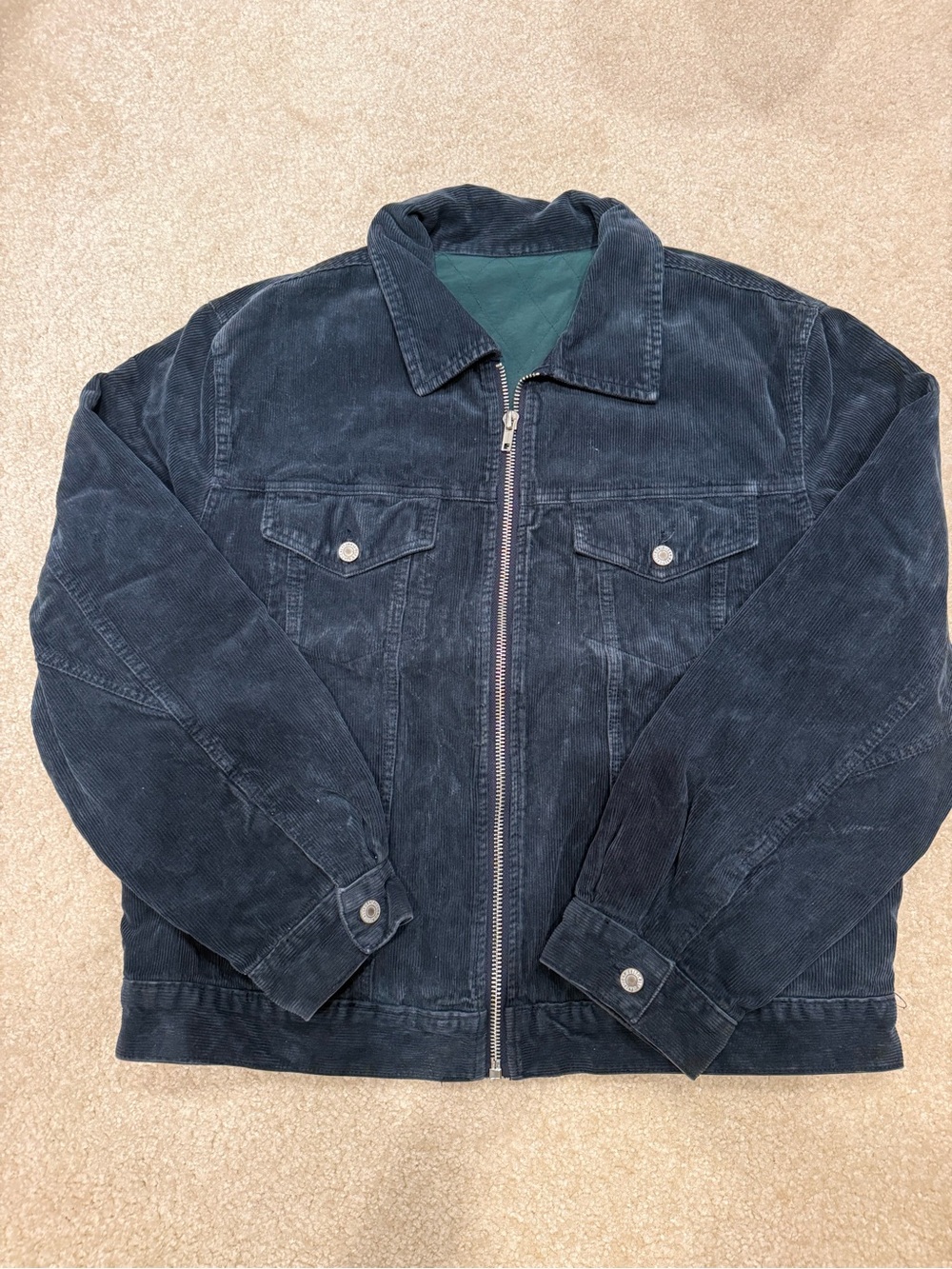 Men's Navy Corduroy Zip Jacket